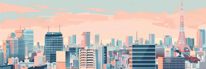 Cute Tokyo A Vibrant Pastel Tribute to the Metropolis of Japan