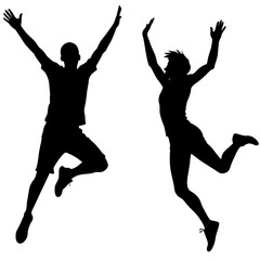 Realistic jumping people Silhouette