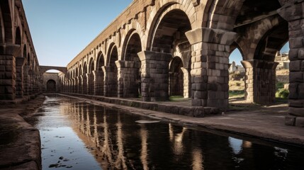 Fototapeta premium Roman aqueduct's distribution point in city for baths and fountains
