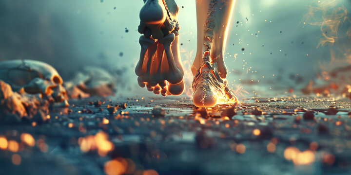 Osteoporosis: The Bone Fractures and Loss of Height of Bone Density Loss - Visualize a scene where a person experiences bone fractures easily and loses height due to decreased bone density