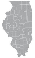 Map of the US states with districts. Map of the U.S. state of Illinois