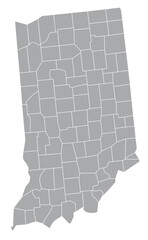 Map of the US states with districts. Map of the U.S. state of Indiana