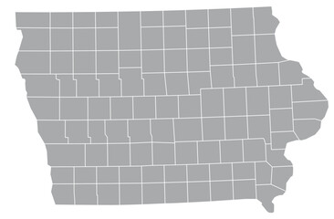 Map of the US states with districts. Map of the U.S. state of Iowa