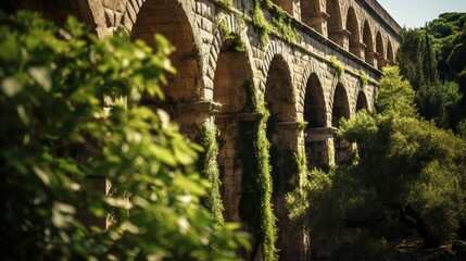Obraz premium Intricate network of channels branching from a Roman aqueduct