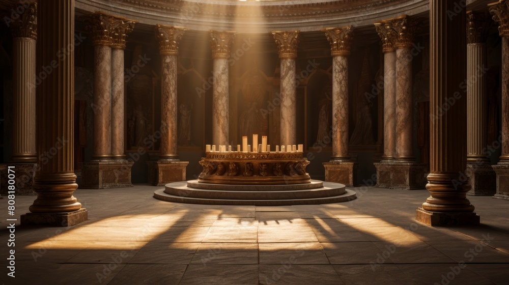 Canvas Prints Inner sanctum of a Roman temple bathed in golden light