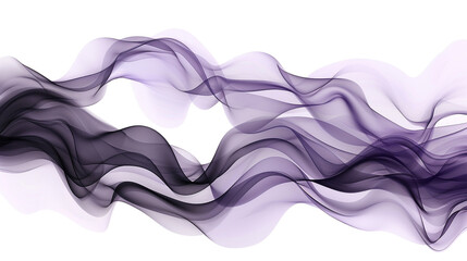 Soft matte lavender and smokey charcoal waves on a solid white background, creating an elegant and subdued look. - obrazy, fototapety, plakaty
