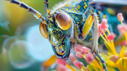Captivating Closeup of Vibrant Insect with Intricate Details and Vibrant - Powered by Adobe