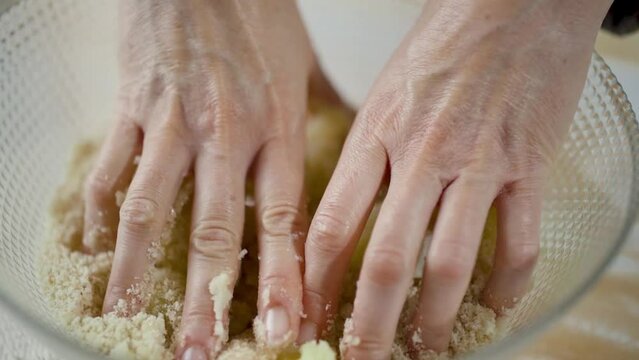 Preparation of panellets a traditional Spanish and Catalan sweets for All Saints Day and Halloween