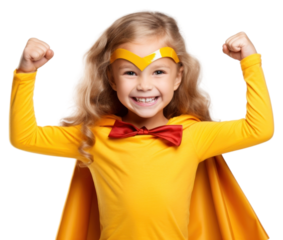 PNG Girl dressed as a superhero portrait costume smile.