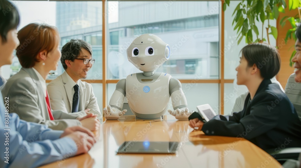 Aufkleber the picture of the robot working as the assistance for the human to provide assist and support, the 