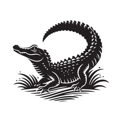 Alligator silhouette for various uses in art - reptile silhouette

