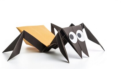 Animal concept origami isolated on white background of an ant with eyes, antennae and legs with...