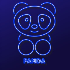 panda neon sign, modern glowing banner design, colorful modern design trend on black background. Vector illustration.
