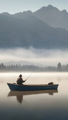 Fishing on the lake wallpaper for Notebook cover, I pad, I phone, mobile high quality images
