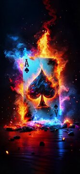 poker cards on fire