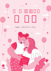 Flat vertical poster template for mother's day celebration