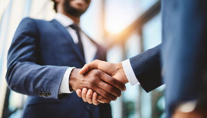  businessmen shaking hands, symbolizing agreement and partnership in business