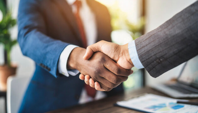  businessmen shaking hands, symbolizing agreement and partnership in business