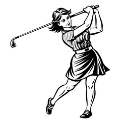 golfer-woman--illustration-of-a-woman-swinging-a-g