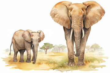 African Elephant animal watercolor templates illustration