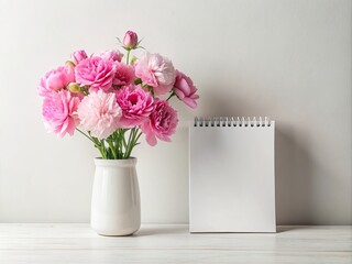 white vase with flowers generative ai