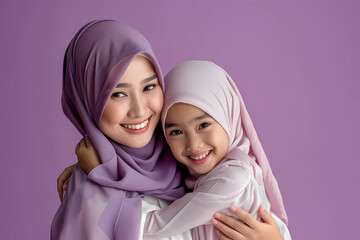 The image conveys a strong sense of love This is beauty hijab women & daugther 