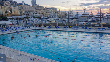 Swimming pool  next to port Hercule in Monaco