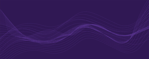 Purple background with flowing wave lines. Futuristic technology concept. Vector illustration
