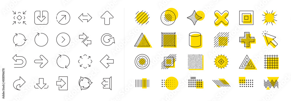 Poster set of download, synchronize and recycle icons. design shape elements. share arrow icons. undo, refr