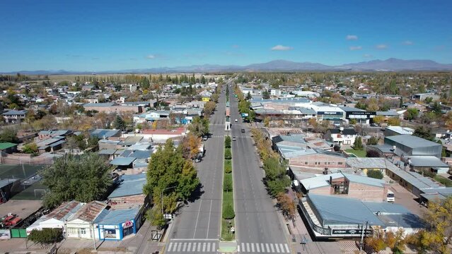 Aerial video of the City of Malarg&uuml;e, Mendoza, Argentina.