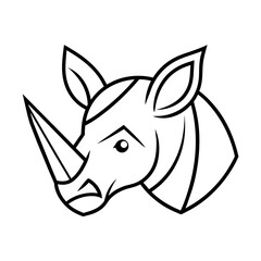 rhinoceros head coloring page for kids a Creative book vector illustration on white background