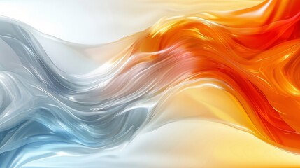 Abstract Painting of a Wavy Orange and Blue Wave