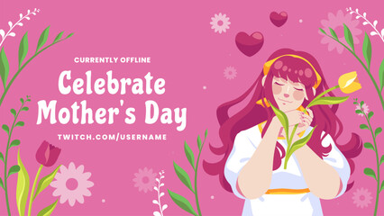 Flat twitch background for mother's day celebration