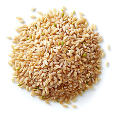  A pile of brown rice on white background