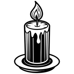 burning candle on black background -vector illustration