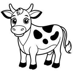  cute cow colouring book image cartoon character outline colouring page for kids on white background -vector illustration