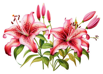 PNG  Lily in embroidery style lily flower plant.