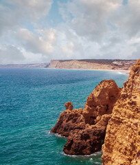 Atlantic rocky coastline (Ponta da Piedade, Lagos, Algarve, Portugal).
