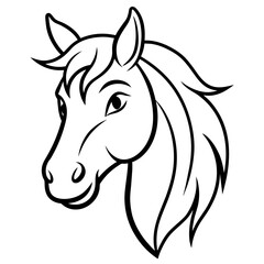 Line art horse head mascots vector illustration image on white background