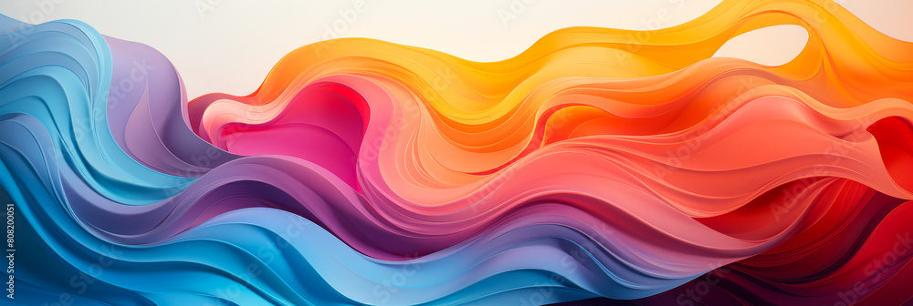 Aufkleber vibrant waves of color flowing in retro style abstract background