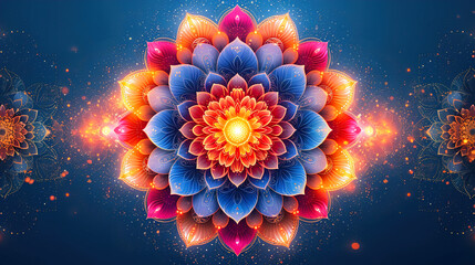 Blue mandala pattern background abstract floral pattern