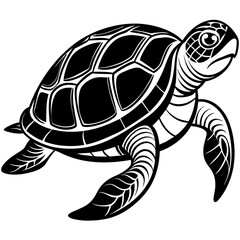 Vector black silhouette of a turtle isolated on a white background | adobe stock