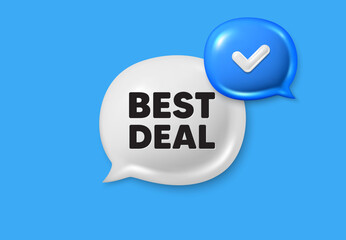 Best deal tag. Text box speech bubble 3d icons. Special offer Sale sign. Advertising Discounts symbol. Best deal chat offer. Speech bubble banner. Text box balloon. Vector