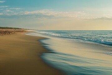 Fototapeta premium serenity of a deserted beach at twilight