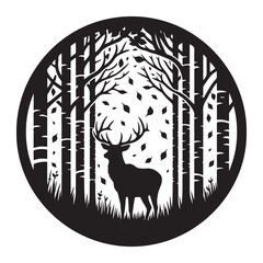 Black and White Elk Vector Silhouettes - Elk Silhouette