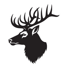 Black and White Elk Vector Silhouettes - Elk Silhouette