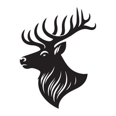 Black and White Elk Vector Silhouettes - Elk Silhouette