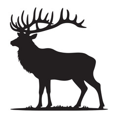 Black and White Elk Vector Silhouettes - Elk Silhouette