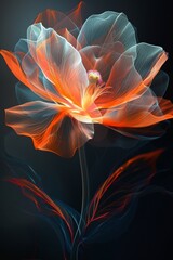Orange Flower Against Black Background