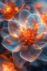 Close Up of Flower on Blue Background